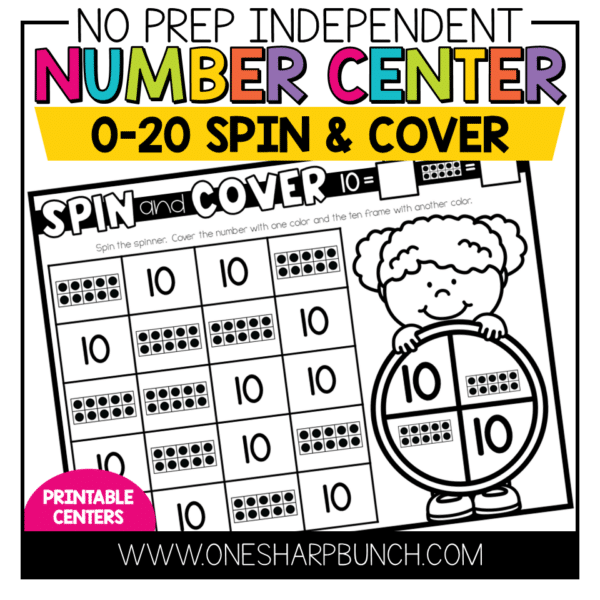 Spin and Cover Number Activities | No Prep Centers for Kindergarten | Math Centers