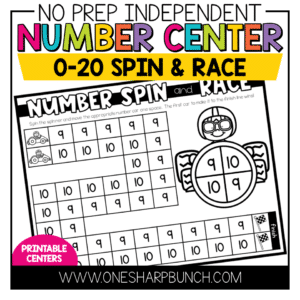 Spin and Race Number Activities | No Prep Centers for Kindergarten | Math Centers