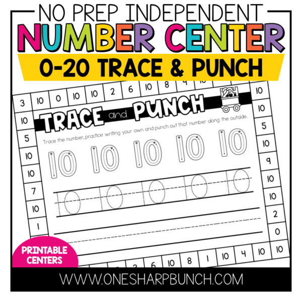 Trace and Punch Number Activities | No Prep Number Centers | Kindergarten Centers