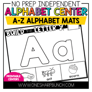 Use these alphabet mat activities as a simple printable center! This alphabet center is designed to be a no prep, independent center that the students can play alone. Students will be able to recognize and name all lower and uppercase letters in the alphabet after completing these highly engaging alphabet mat activities.