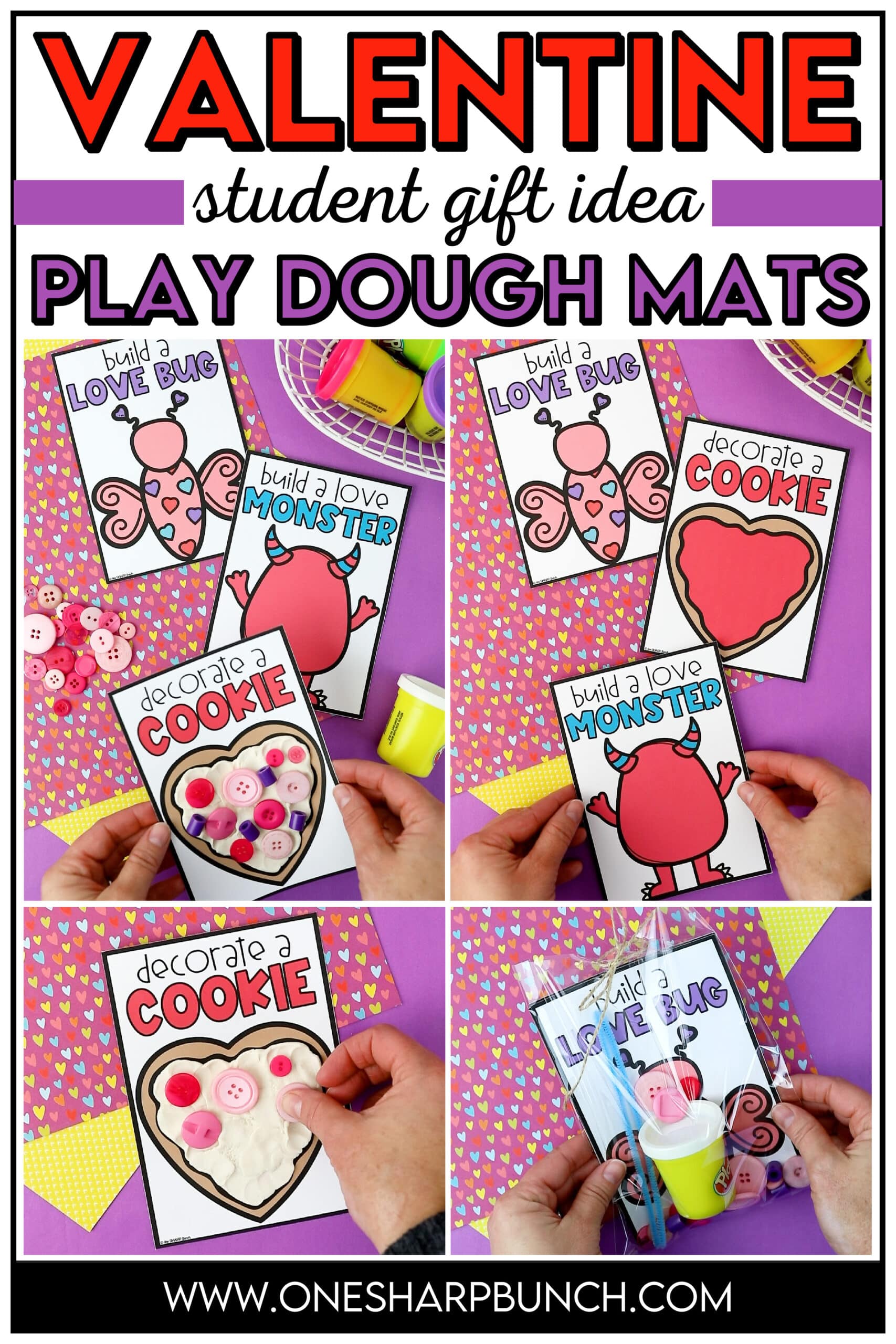 Build fine motor skills and imaginative play with these individual Valentine’s play dough kits for Valentine's Day student gifts! This Valentine’s Day party activity serves as both a Valentine’s craft and a Valentine’s sensory activity. Students will create their own Valentine’s designs using the Valentine’s play dough mats. These play dough kits also make a great Valentine’s student gift. Your students will love these Valentine’s Day fine motor activities during your Valentine’s party stations!