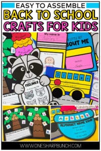 Back to school crafts are a great way to kickoff the new school year! Today, I am sharing some of my favorite back to school crafts for preschool, kindergarten and first grade. You will find a David Goes to School craft, an all about me craft, a first day feelings craft and more. These crafts are great for teaching rules and expectations, as well as building a strong classroom community from day one. You will also find name crafts, including a Chrysanthemum craft and alphabet name soup craft.