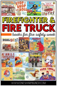 Celebrate Fire Prevention Month with this comprehensive list of fiction and nonfiction fire safety books for kids. Pair these first safety books for preschool, kindergarten or first grade with your favorite fire safety activities and fire safety crafts. There are 25 books about fire safety, including books about firefighters, books about fire drills, books about fire trucks and more. Read these fire books, firefighter books and fire truck books during your morning meeting or reading block!
