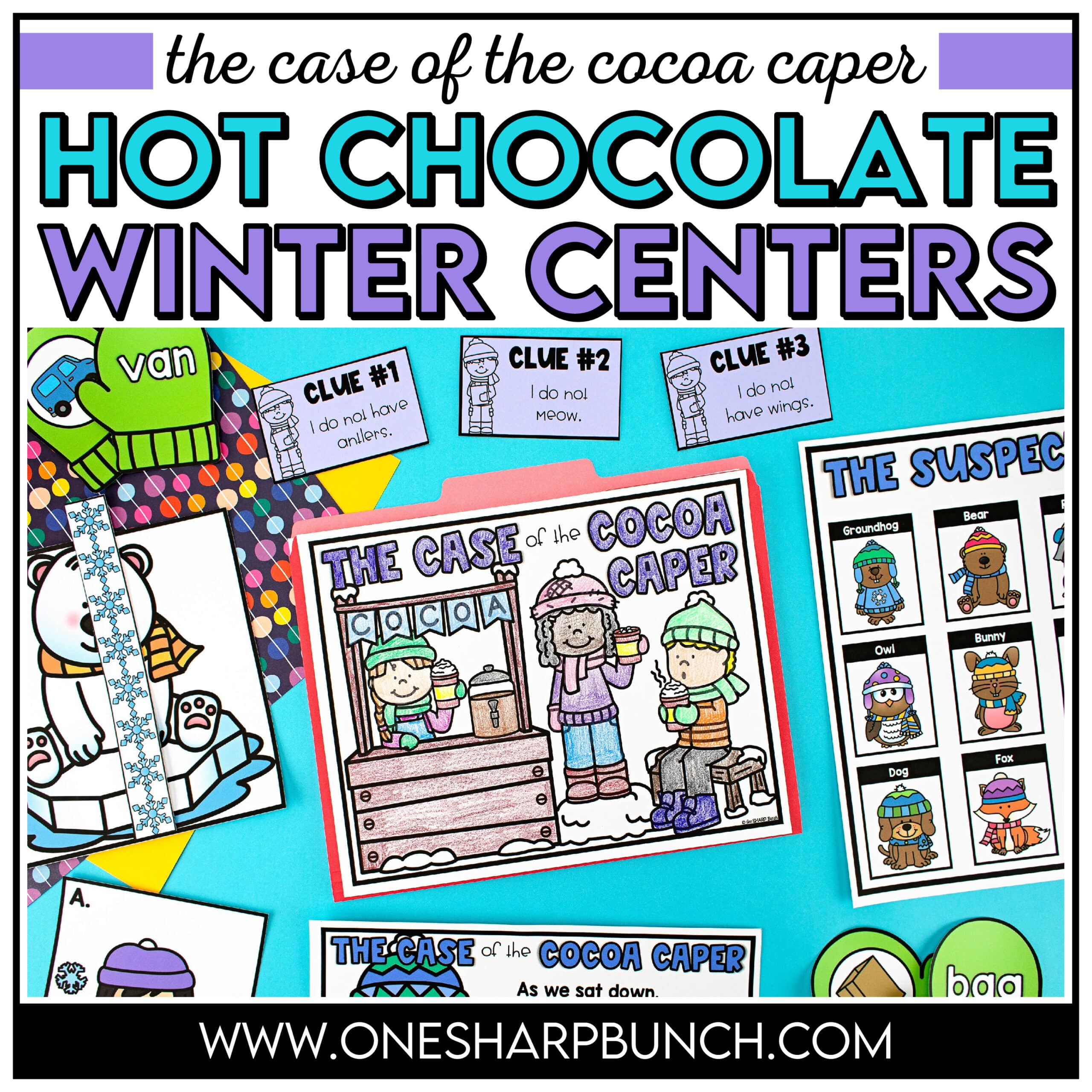 Discover who stole the hot cocoa, as you review math and literacy skills, with these hot chocolate party winter centers and winter escape room! This Christmas escape room is perfect for a classroom hot chocolate party, classroom Christmas party, or Christmas centers for preschool, kindergarten, or first grade. Students practice rhyming words, CVC words, decomposing numbers & more with these winter literacy centers and winter math centers. Gear up for winter with these winter activities for kids!
