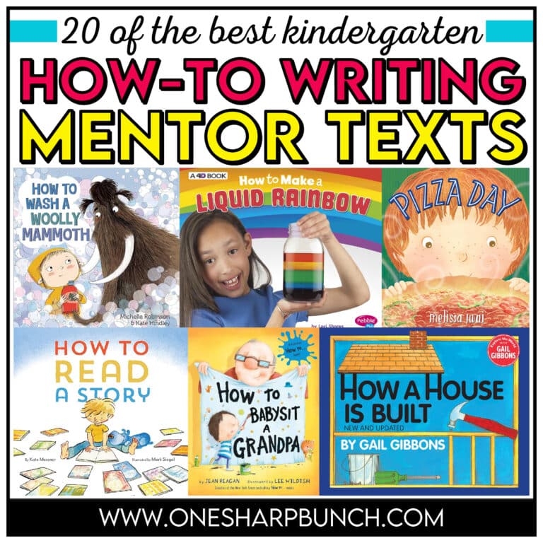 Boost engagement and help students better understand procedural writing with these 15 how-to writing mentor texts for kindergarten and first grade! These procedural writing mentor texts help students understand sequential writing as well as transition words for their how-to writing pieces. Use these how-to mentor texts for your writing mini lessons and allow students to use them as a model as they work on their own informational writing. You will also find how-to writing activities & crafts!