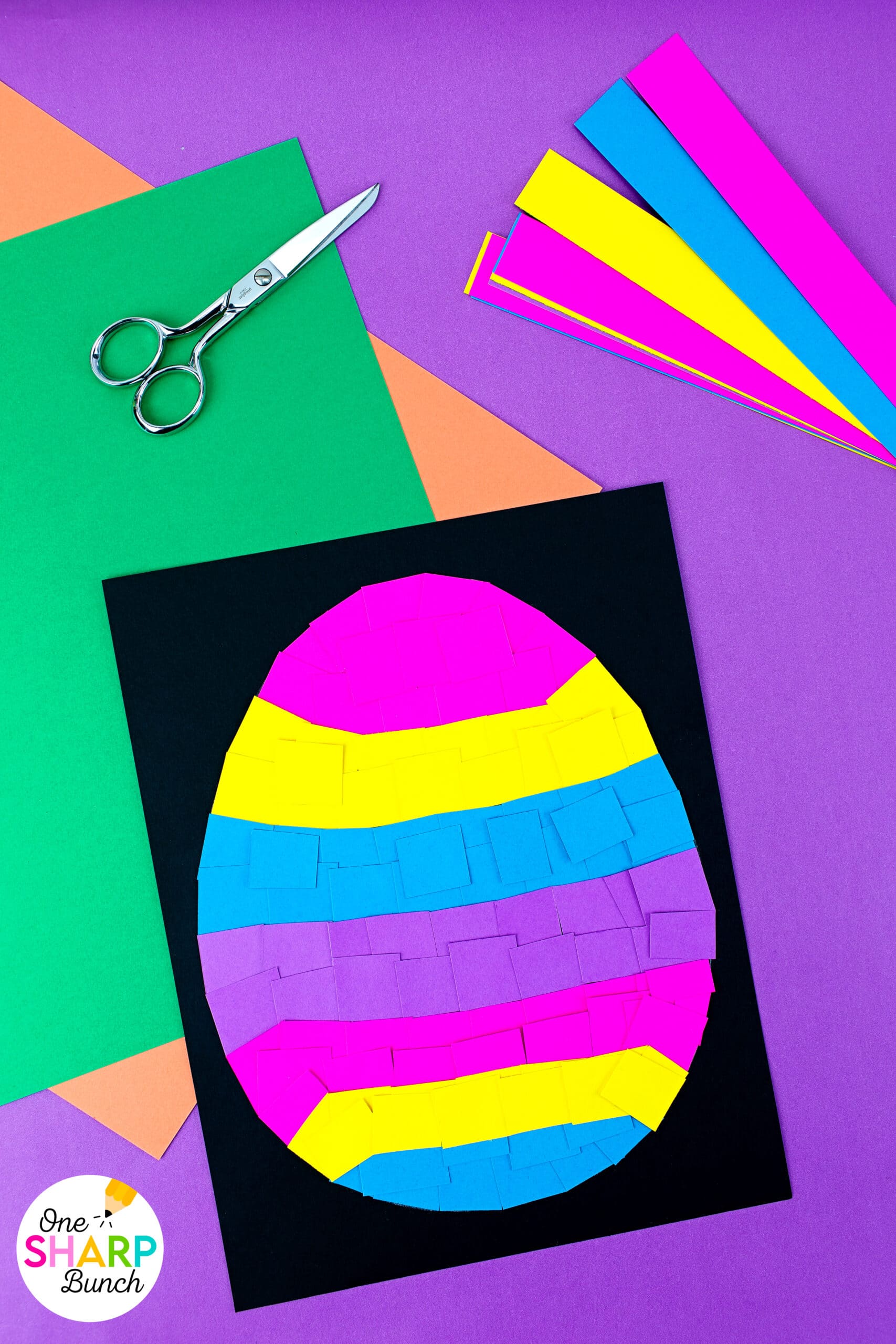 Embrace the arrival of spring, as you strengthen fine motor skills, with this simple mosaic Easter egg craft for kids! These Easter egg crafts are great for practicing scissor skills and gluing skills. Complete these Easter crafts for scissor cutting activities with preschool and kindergarten students. Try these Easter crafts for kids as easy spring activities for Easter centers or spring fine motor activities. Plus, pair these spring crafts with any of your favorite Easter books for kids!