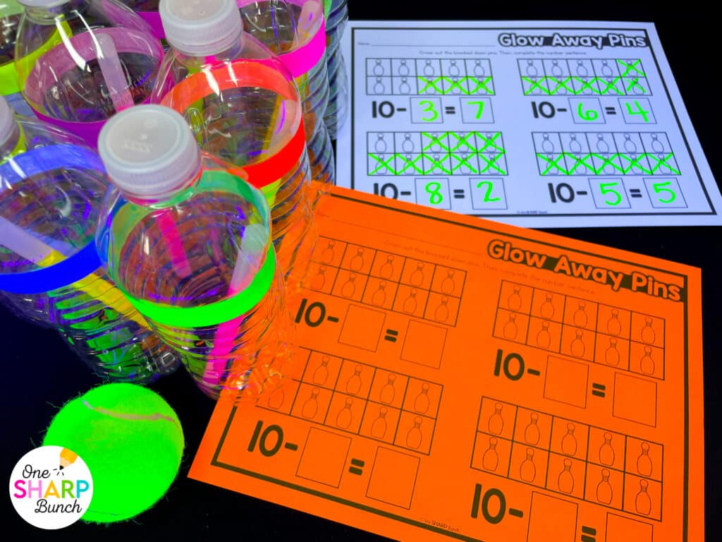 Transform your classroom and celebrate the end of the year with an unforgettable Glow Day! Review math and literacy skills with these Glow Day activities! Your kindergarten and first grade students will love this classroom transformation. This classroom theme day for the end of the year includes 8 glow day math activities and 8 glow day literacy activities. You also get a glow day science experiment. This ultimate glow day party guide gives you tons of glow day ideas your students will love!