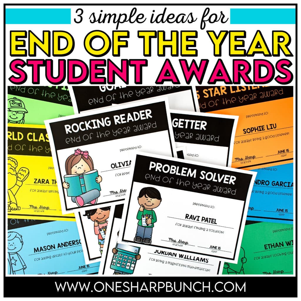 Celebrate your students’ characteristics, talents and growth with these editable end of the year student awards! These end of the year awards for students will help make your end of the year countdown memorable! Plus, discover simple end of the year award ceremony ideas. Students can wear their end of the year crowns during their end of the year party. No candy or gifts are needed for these end of year student awards! Just print these no prep student awards for your end of the year activities!