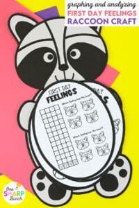 Help ease those first day of school feelings, while integrating math, with this back to school The Kissing Hand craft for kindergarten! This first day of school craft and back to school read aloud are great for building classroom community and making connections! These back to school The Kissing Hand activities allow students to practice graphing and analyzing data. Plus, practice scissor cutting skills with this back to school craft. Hang the raccoon craft as a back to school bulletin board!