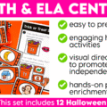 Halloween Kindergarten Centers - Halloween Math and Literacy Centers or Morning Work Tubs