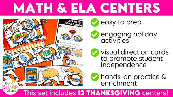 Math and Literacy Thanksgiving Kindergarten Centers & Morning Work Tubs Math and Literacy Thanksgiving Kindergarten Centers & Morning Work Tubs