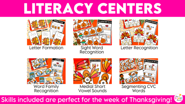 Math and Literacy Thanksgiving Kindergarten Centers & Morning Work Tubs Math and Literacy Thanksgiving Kindergarten Centers & Morning Work Tubs
