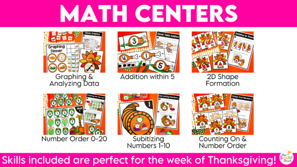 Math and Literacy Thanksgiving Kindergarten Centers & Morning Work Tubs Math and Literacy Thanksgiving Kindergarten Centers & Morning Work Tubs