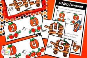 Engage your kindergarten students with 20 hands-on October math and literacy centers featuring fun, fall-themed activities they'll love! These October centers for kindergarten are not only great for centers, but also work as morning work, early finisher activities, and small group activities! Students work on CVC words, beginning sounds, syllables, and word families with the literacy centers. At the math centers, they work on 1:1 counting, addition within 5, and nonstandard measurement!