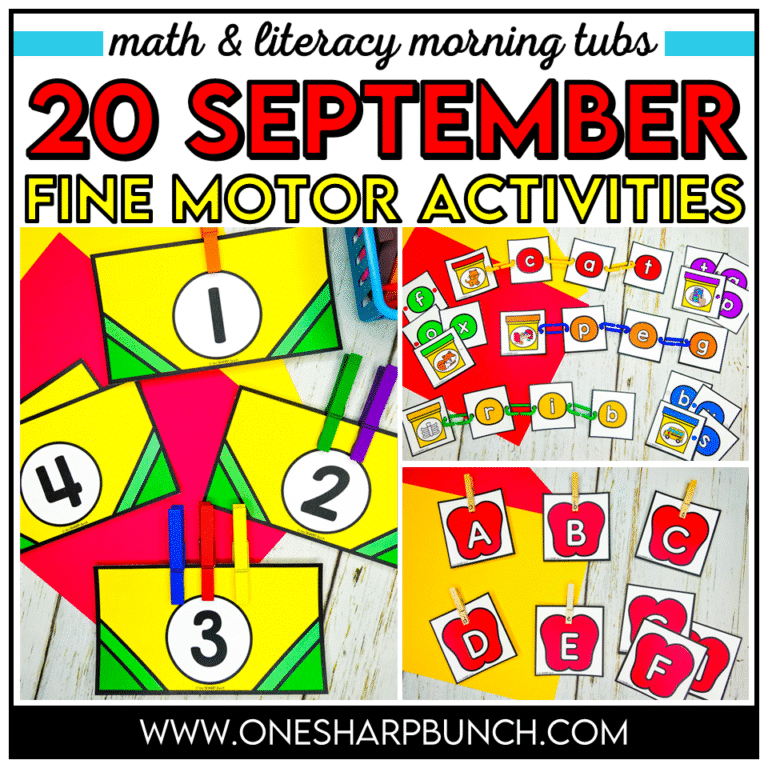 September Fine Motor Activities for Back to School Kindergarten Morning Tubs