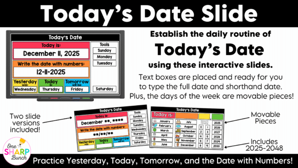 Daily Calendar Slides for December - Editable Digital Calendar Slides - Morning Meeting Daily Calendar Slides for December - Editable Digital Calendar Slides - Morning Meeting