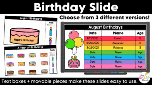 Daily Calendar Slides for August - Editable Digital Calendar Slides - Morning Meeting