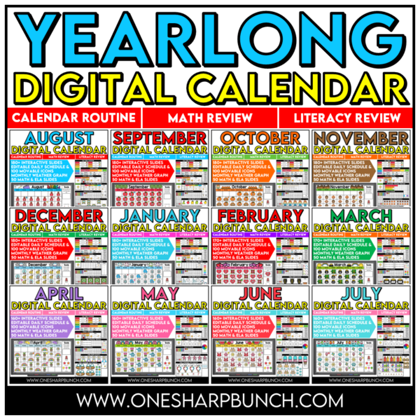 Editable Interactive Daily Digital Calendar Slides Year Bundle - Morning Meeting