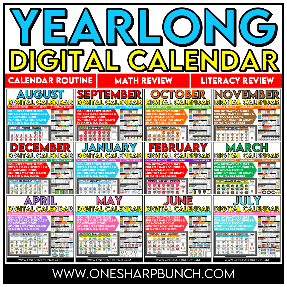 Editable Interactive Daily Digital Calendar Slides Year Bundle - Morning Meeting