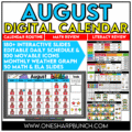 Daily Calendar Slides for August - Editable Digital Calendar Slides - Morning Meeting