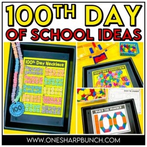 Celebrate the 100th Day of School with 30+ engaging 100th Day of School ideas for reading, math, writing, fine motor skills, and more. Discover 100th Day of School crafts including a 100th Day crown, 100th Day necklace, 100th Day gumball craft, and more. Your students will have a blast with the 100th Day math games and activities perfect for counting by 1's, 5's and 10's to 100. Don't forget to explore the 100th Day writing activities including the 100th Day of School writing prompts!