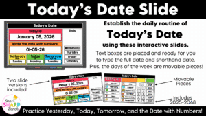 Daily Calendar Slides for January - Editable Digital Calendar Slides - Morning Meeting