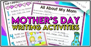 Celebrate Mother’s Day with these low-prep Mother’s Day writing activities, including heartfelt Mother's Day questionnaires and printable Mother's Day cards. These low-cost Mother's Day gifts are great for preschool-3rd grade students! They can complete these Mother's Day crafts during writing or as a special Mother's Day project. Try these Mother's Day gift ideas with your elementary students today!