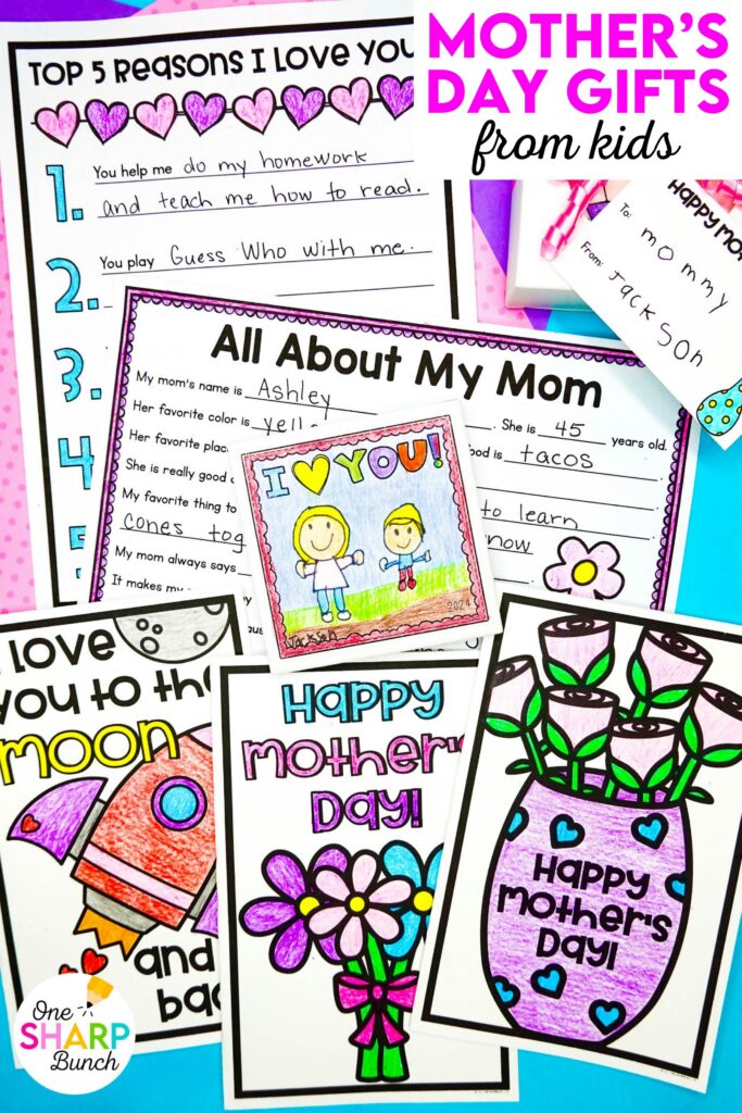 Celebrate Mother’s Day with these low-prep Mother’s Day writing activities, including heartfelt Mother's Day questionnaires and printable Mother's Day cards. These low-cost Mother's Day gifts are great for preschool-3rd grade students! They can complete these Mother's Day crafts during writing or as a special Mother's Day project. Try these Mother's Day gift ideas with your elementary students today!