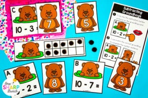 Bring some winter fun to your classroom with 20 February centers for kindergarten that keep your students engaged all month long — with themes like Groundhog Day, Valentine’s Day, & Presidents’ Day! These winter centers are easy to prep and reinforce kindergarten math and literacy skills. Work on CVC words, beginning sounds, digraphs, and -r blends with the literacy centers. Work on missing addend, skip counting, and subtracting with the math centers. Enjoy these literacy & math activities!