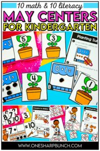 Keep your little learners engaged this spring with these 20 May centers for kindergarten, including 10 math and 10 literacy spring centers! With the kid-friendly I Can visual direction cards, students can independently complete each math center and literacy center. Students work on CVC words, blends, and rhyming words with the spring literacy activities. They also work on teen numbers, adding within 5, and 2D & 3D shapes with the spring math activities! Great for morning work or early finishers!