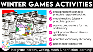 2026 Winter Games Olympics Activities Craft Centers Digital Slides Comprehension