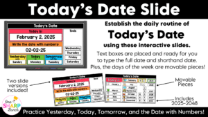 Daily Calendar Slides for February Morning Meeting Editable Digital Calendar Slides