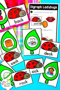 Get your little learners excited for spring with 20 April centers for kindergarten, featuring 10 literacy and 10 math activities! These spring math centers & spring literacy centers for kindergarten are not only great for center rotations but can also be used for morning work or early finishers. Students get to work on CVC words, syllables, and digraphs with the literacy activities. They also get to work on addition within 5, adding on a number line, and patterns with the math activities.