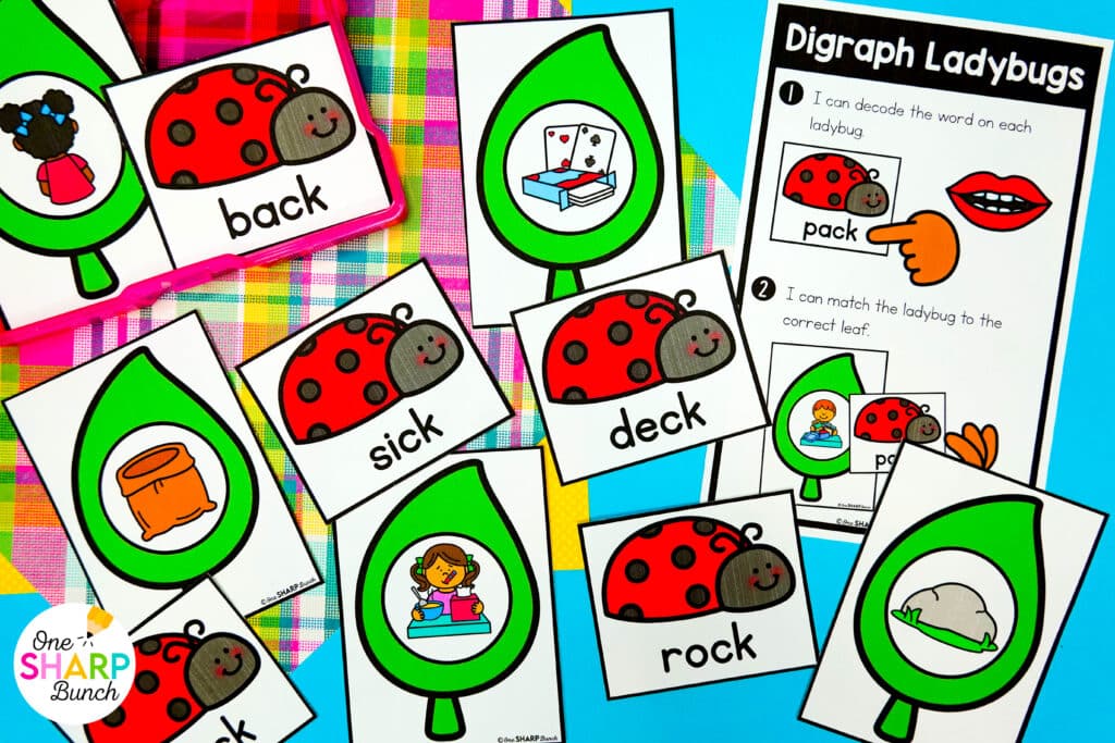 Get your little learners excited for spring with 20 April centers for kindergarten, featuring 10 literacy and 10 math activities! These spring math centers & spring literacy centers for kindergarten are not only great for center rotations but can also be used for morning work or early finishers. Students get to work on CVC words, syllables, and digraphs with the literacy activities. They also get to work on addition within 5, adding on a number line, and patterns with the math activities.