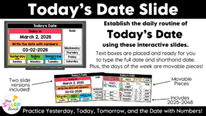 Daily March Calendar Slides for Morning Meeting Editable Digital Calendar Slides
