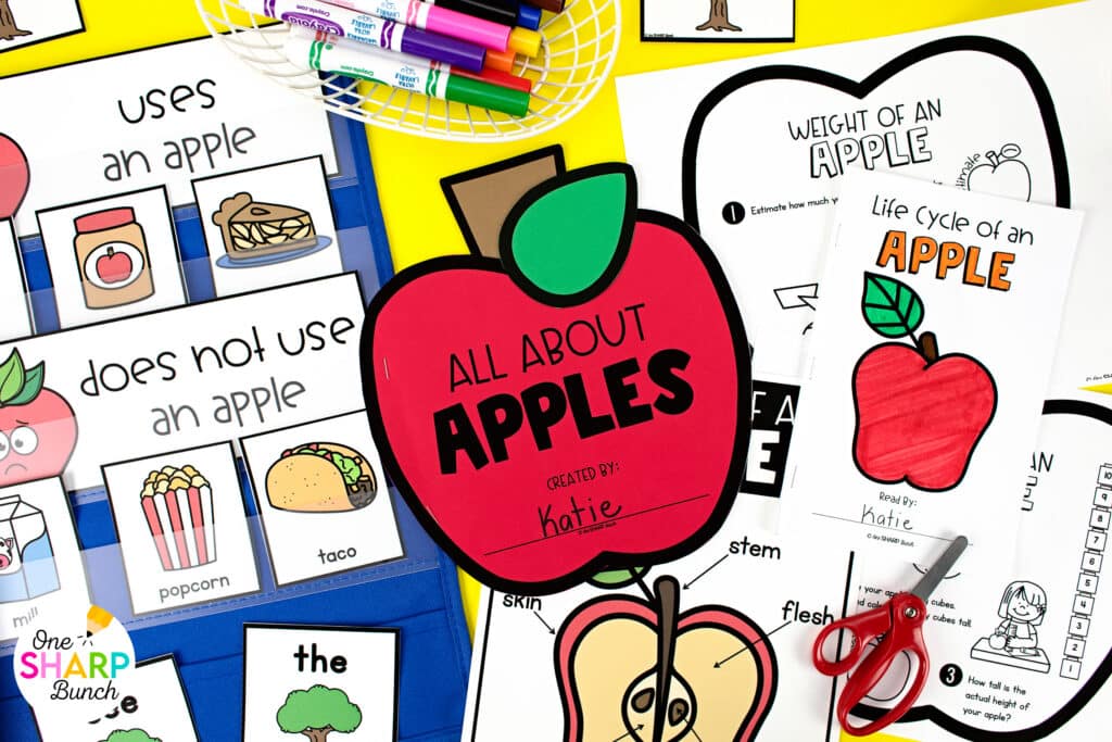 ​​Bring apple week to life with these fun and easy apple crafts for kids! Perfect for preschool and kindergarten, these apple activities teach the apple life cycle, parts of an apple, and seasons of an apple tree! Students complete an apple investigation as the measure the height of an apple, seeds of an apple, and colors of an apple. These apple crafts integrate science, math, and literacy, making them a great addition to your fall lesson plans. Explore the apple crafts and apple activities for kids here!