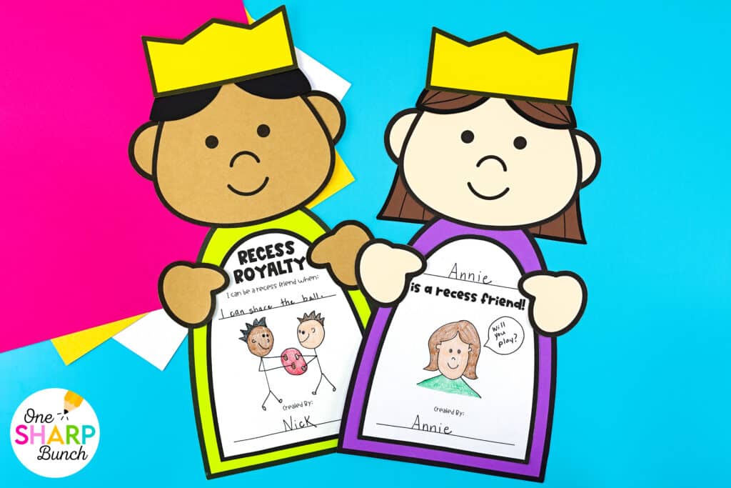 Make the first weeks of school engaging with this The Recess Queen craft! Perfect for back to school crafts and back to school activities, it pairs with The Recess Queen activities to help students learn recess rules while establishing classroom routines and procedures. Use this back to school activity to introduce and reinforce important classroom rules in a memorable way!