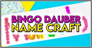 Strengthen fine motor skills while learning names during back to school with this simple bingo dauber name craft! This rainbow name craft is perfect for preschool and kindergarten name activities and name practice activities. Great back to school activities and back to school crafts, it also creates a bright back to school bulletin board. An easy name activity that doubles as engaging fine motor name activities for centers or small groups!