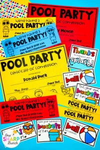 Make a splash during the end of the year countdown with this end of the year classroom pool party! From invitations and decorations to engaging end of the year centers, your kindergarten students will have a blast with this end of the year classroom theme day! These classroom pool party activities are easy to prep! Students can practice CVC words, blends, digraphs, addition, subtraction, shapes, and more with these end of the year activities. Dive into a fun end of the year party!