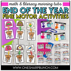Keep students engaged, while strengthening fine motor skills, with these 20 math & literacy end of the year fine motor activities. These fine motor activities for kindergarten are the perfect soft start activities for morning work, kindergarten centers, early finishers, or fine motor tubs. Students can practice CVC words, syllables, word families, place value, number bonds, and 1:1 counting with these end of the year centers and morning tubs soft start ideas! Try these end of the year activities today!