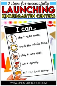 Learn how to launch kindergarten centers at the beginning of the school year with 3 simple steps. Discover how to introduce center manipulatives, teach center routines and procedures, and build student independence so your centers run smoothly all year long. These top teacher tips for launching kindergarten centers will allow you to meet with small groups while students work independently on math centers and Science of Reading-aligned literacy centers. Learn more about successfully launching kindergarten centers!