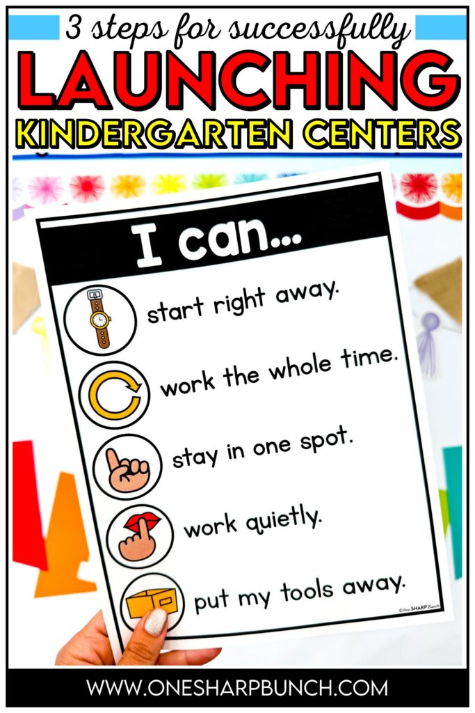 Learn how to launch kindergarten centers at the beginning of the school year with 3 simple steps. Discover how to introduce center manipulatives, teach center routines and procedures, and build student independence so your centers run smoothly all year long. These top teacher tips for launching kindergarten centers will allow you to meet with small groups while students work independently on math centers and Science of Reading-aligned literacy centers. Learn more about successfully launching kindergarten centers!