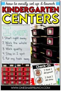 Learn how to launch kindergarten centers at the beginning of the school year with 3 simple steps. Discover how to introduce center manipulatives, teach center routines and procedures, and build student independence so your centers run smoothly all year long. These top teacher tips for launching kindergarten centers will allow you to meet with small groups while students work independently on math centers and Science of Reading-aligned literacy centers. Learn more about successfully launching kindergarten centers!