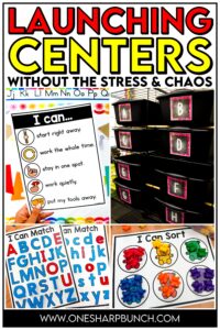 Learn how to launch kindergarten centers at the beginning of the school year with 3 simple steps. Discover how to introduce center manipulatives, teach center routines and procedures, and build student independence so your centers run smoothly all year long. These top teacher tips for launching kindergarten centers will allow you to meet with small groups while students work independently on math centers and Science of Reading-aligned literacy centers. Learn more about successfully launching kindergarten centers!