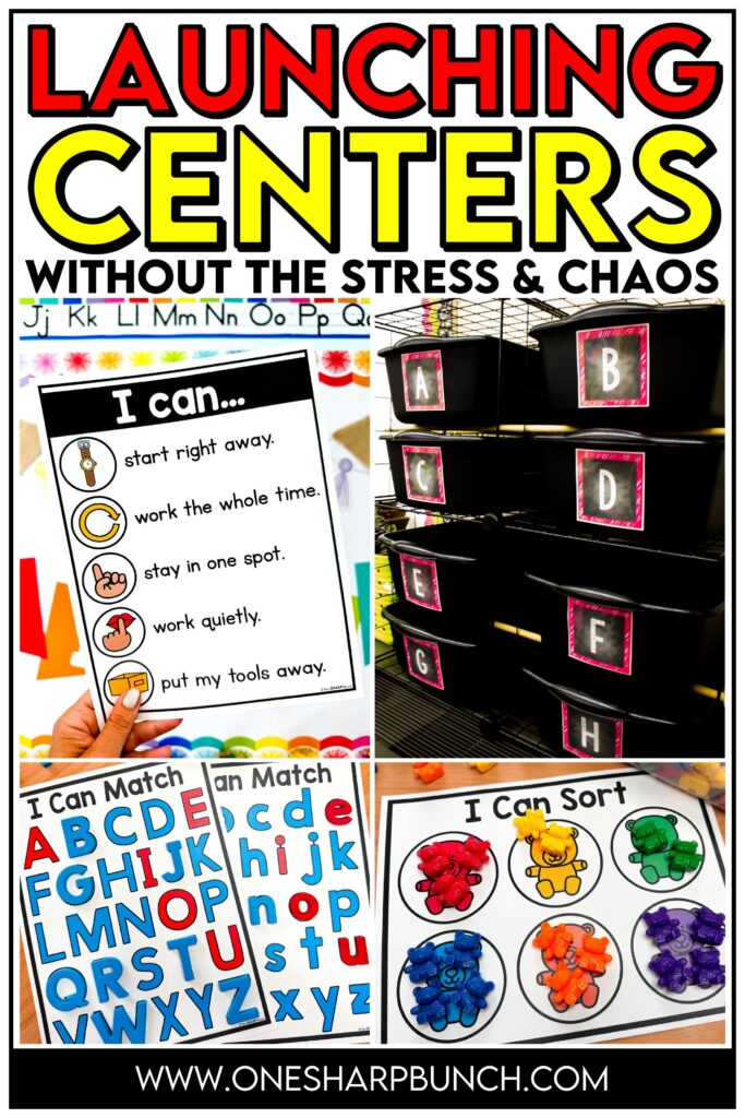 Learn how to launch kindergarten centers at the beginning of the school year with 3 simple steps. Discover how to introduce center manipulatives, teach center routines and procedures, and build student independence so your centers run smoothly all year long. These top teacher tips for launching kindergarten centers will allow you to meet with small groups while students work independently on math centers and Science of Reading-aligned literacy centers. Learn more about successfully launching kindergarten centers!