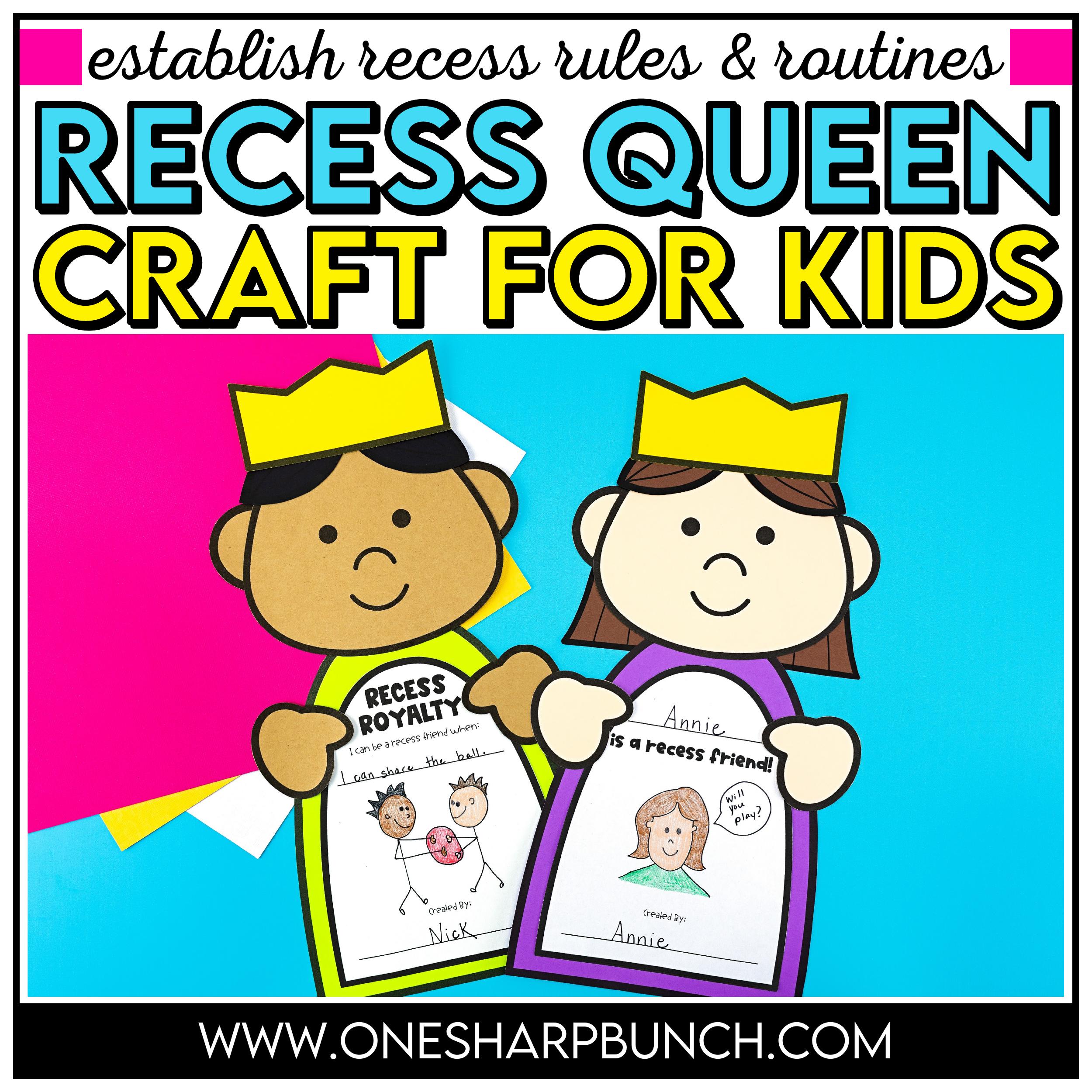Make the first weeks of school engaging with this The Recess Queen craft! Perfect for back to school crafts and back to school activities, it pairs with The Recess Queen activities to help students learn recess rules while establishing classroom routines and procedures. Use this back to school activity to introduce and reinforce important classroom rules in a memorable way!