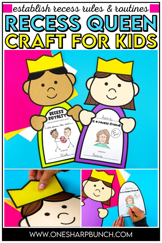 Make the first weeks of school engaging with this The Recess Queen craft! Perfect for back to school crafts and back to school activities, it pairs with The Recess Queen activities to help students learn recess rules while establishing classroom routines and procedures. Use this back to school activity to introduce and reinforce important classroom rules in a memorable way!