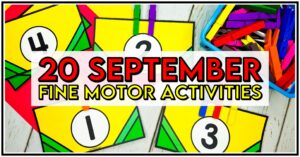 Build strength and independence with these September fine motor activities! They're perfect fall fine motor activities and fall centers for kindergarten, plus they also work well as back to school activities and back to school centers. Use them for morning tubs, soft start morning activities, and other soft start ideas that support successful soft starts in the classroom with engaging back to school fine motor activities.
