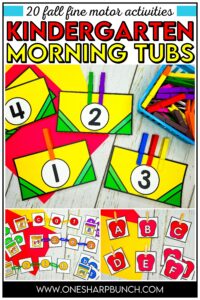 Build strength and independence with these September fine motor activities! They're perfect fall fine motor activities and fall centers for kindergarten, plus they also work well as back to school activities and back to school centers. Use them for morning tubs, soft start morning activities, and other soft start ideas that support successful soft starts in the classroom with engaging back to school fine motor activities.