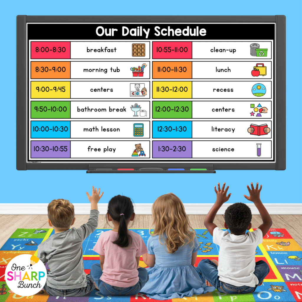 Transform calendar time in your kindergarten classroom with meaningful calendar time activities, simple tips, and engaging morning meeting ideas! After rotating through the daily calendar slides, complete the letter of the day, number of the day, shape of the day, and word of the day orthographic mapping slides. Then, use the built-in math and literacy review slides to build number sense and phonics/phonemic awareness skills during your morning meeting activities.